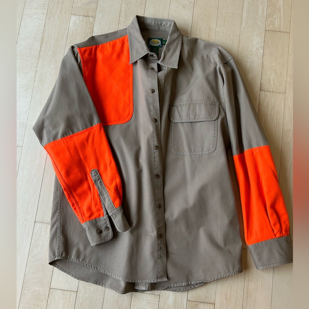 Cabela’s Blaze Orange and Brown Long Sleeve Hunting Shirt - Size Large Tall